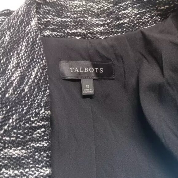 Talbots Ladies Marled Black White Tweed 2 Button Blazer Jacket Size 12 Lined EUC - Picture 10 of 11